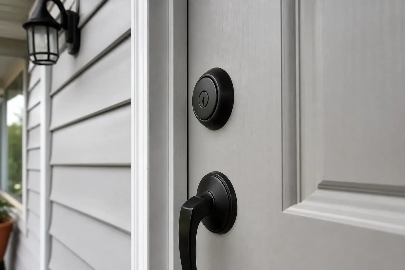 New deadbolt being installed in a front door in Wentzville, MO